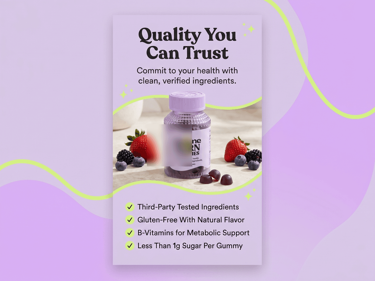 Redacted wellness gummies A+ trust module generated in APlusAI mobile